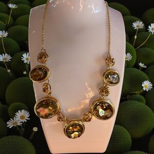 Gold toned Monet necklace 17 inches with topaz gems